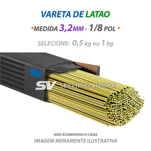 Vareta de Latao - 3,2mm - 1/8 pol