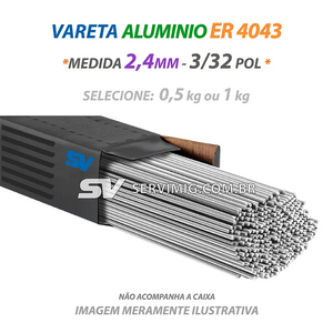 Vareta Tig Aluminio ER 4043 - 2,4mm - 3/32 pol