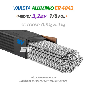 Vareta Tig Aluminio ER 4043 - 3,2mm - 1/8 pol