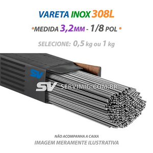Vareta Tig Inox 308L - 3,2mm - 1/8 pol