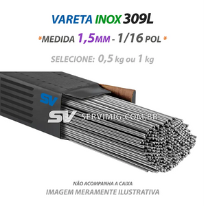 Vareta Tig Inox 309L - 1,5mm - 1/16 pol