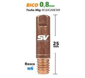 Bico Mig 0,8mm - Rosca M6 x 25mm - Tocha 15-24-220-V8