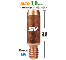 Bico Mig 1,0mm - Rosca M6 x 28mm - Tocha 15-24-220-V8