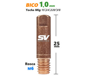 Bico Mig 1,0mm - Rosca M6 x 25mm - Tocha 15-24-220-V8