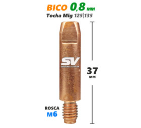 Bico Mig 0,8mm - Rosca M6 x 37mm - Tocha 125 - 135