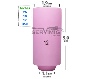 Bocal Ceramico Tig nº 12 para tochas 26 -17 -18 -350