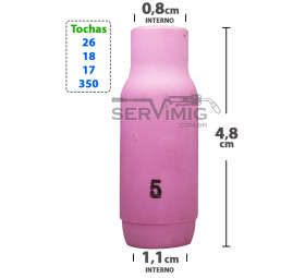 Bocal Ceramico Tig nº 5 para tochas 26 -17 -18 -350