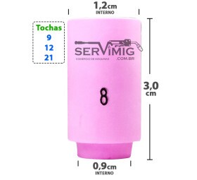 Bocal Ceramico Tig n 8 para tochas 9 -12 -21