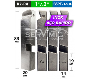 Cossinete Inox - Aço Rapido -  BSPT 1 a 2 pol - Agua