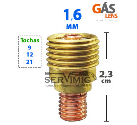 Difusor Gas Lens 1,6mm - 2,3cm - para tocha tig 9 -12 -21
