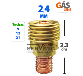 Difusor Gas Lens 2,4mm - 2,3cm - para tocha tig 9 -12 -21