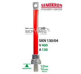 Diodo - Semikron - SKN 130/04 - Rosca Negativo - Vermelho
