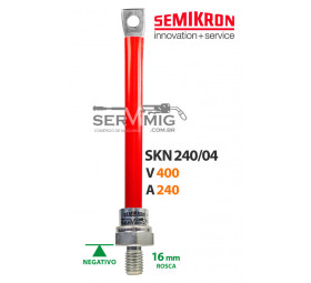 Diodo - Semikron - SKN 240/04 - Rosca Negativo - Vermelho