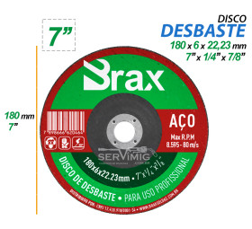 Disco Desbaste - 7'' - 180 x 6 x 22,23mm