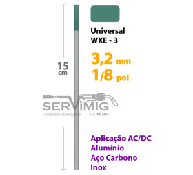 Eletrodo Tungstenio WXE3 Universal 3,2mm - 1/8 pol