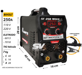 Inversora Eletrodo / Lift Tig Saints 250A 100% - Bivolt + Cabos