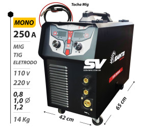 Solda Portatil Mig / Eletrodo 250A - Monofasica - Tocha e Cabos