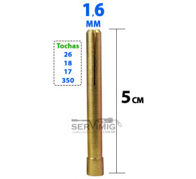 Pinça Tig 1,6mm - 1/16 - 5cm - para Tocha Tig 26 -17-18-350
