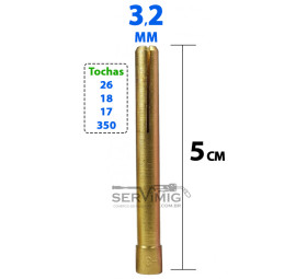 Pinça Tig 3,2mm - 1/8 - 5cm - para Tocha Tig 26 -17-18-350