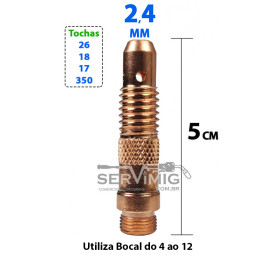 Difusor de Gás 2,4mm - 3/32 - 5cm - para tocha tig 26-17-18-350