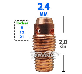 Difusor de Gás 2,4mm - 3/32 - 2,5cm - para tocha tig 9 -12 -21