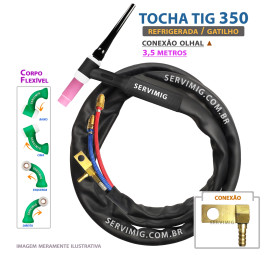 Tocha Tig Refrigerada Flexível 350 - 3,5 metros - Olhal 