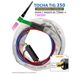 Tocha Tig Refrigerada  350 - 7 metros -Engate 13mm / Raspa