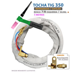 Tocha Tig Refrigerada 350 - 7 metros - Olhal e Rosca Esquerda 7/8