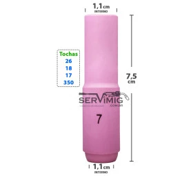 Bocal Ceramico Longo Tig nº 7 para tochas 26 -17 -18 -350