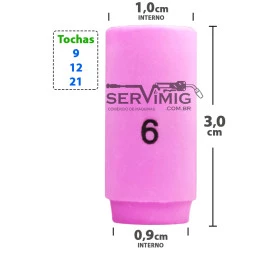 Bocal Ceramico Tig n 6 para tochas 9 -12 -21