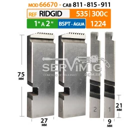 Cossinete para Ridgid 535 / 1224 - Mod 66670 - 811 - BSPT 1 a 2 