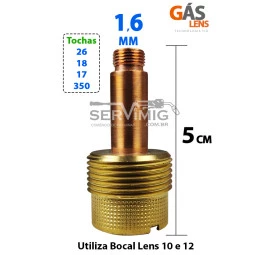 Difusor de Gás Lens Grande - 1,6mm - para bocal 10-12