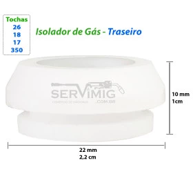 Isolador de Gas Traseiro para tocha tig 