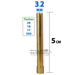 Pinça Tig 3,2mm - 1/8 - 5cm - para Tocha Tig 26 -17-18-350
