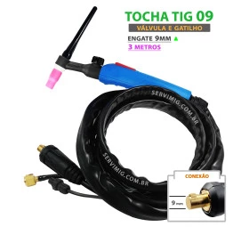 Tocha Tig 9 Valvula e Gatilho - Engate 9mm - 3 metros