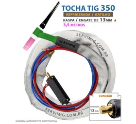 Tocha Tig Refrigerada TW350 - 3,5 metros -Engate 13mm / Raspa
